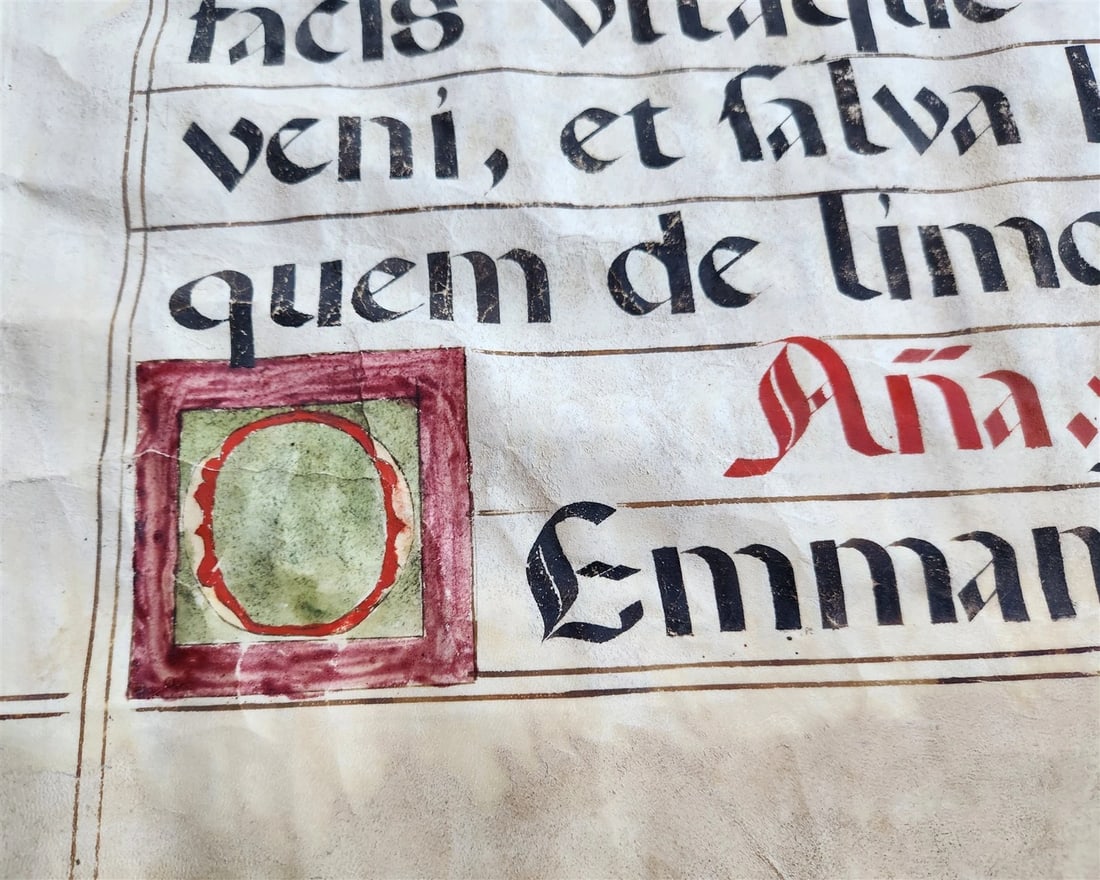 15th - 16th century ANTIPHONAL VELLUM CHART MANUSCRIPT antique music score 21x31 - 5
