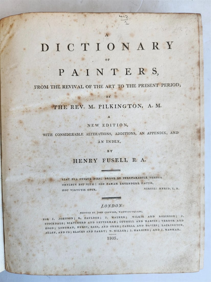 1805 DICTIONARY of PAINTERS by Matthew Pilkington 2 VELLUM BOUND VOLUMES antique - 2