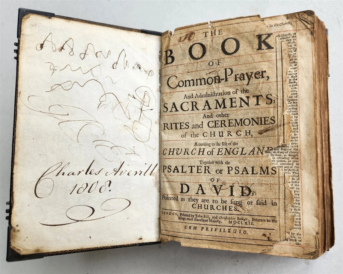 1650 BIBLE in ENGLISH antique FINE ORIGINAL BINDING w/ SILVER CORNER PIECES - 16