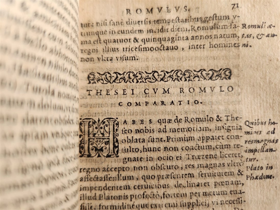 1566 PLUTARCH Parallel Lives of Illustrious Greeks & Romans ANTIQUE pigskin - 10