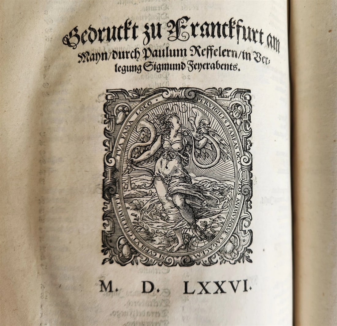 1576 ILLUSTRATED CHRONICLE pigskin bound folio ANTIQUE history & travel 15th C. - 10