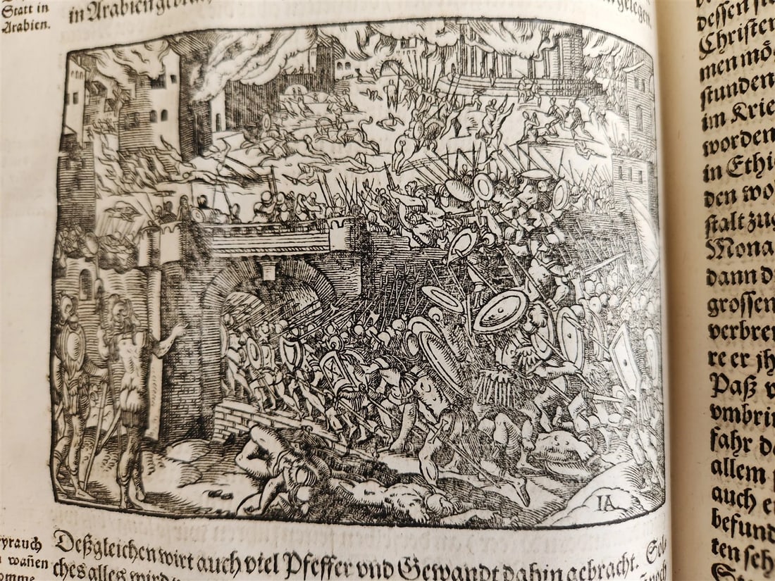 1576 ILLUSTRATED CHRONICLE pigskin bound folio ANTIQUE history & travel 15th C. - 17