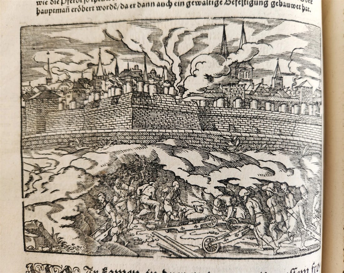 1576 ILLUSTRATED CHRONICLE pigskin bound folio ANTIQUE history & travel 15th C. - 20