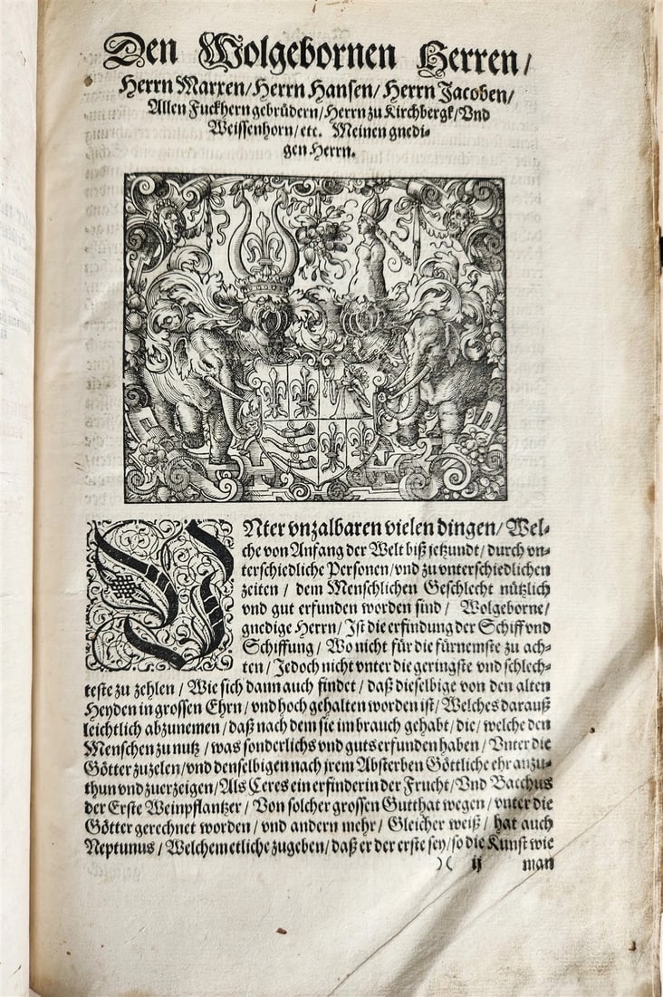 1576 ILLUSTRATED CHRONICLE pigskin bound folio ANTIQUE history & travel 15th C. - 3