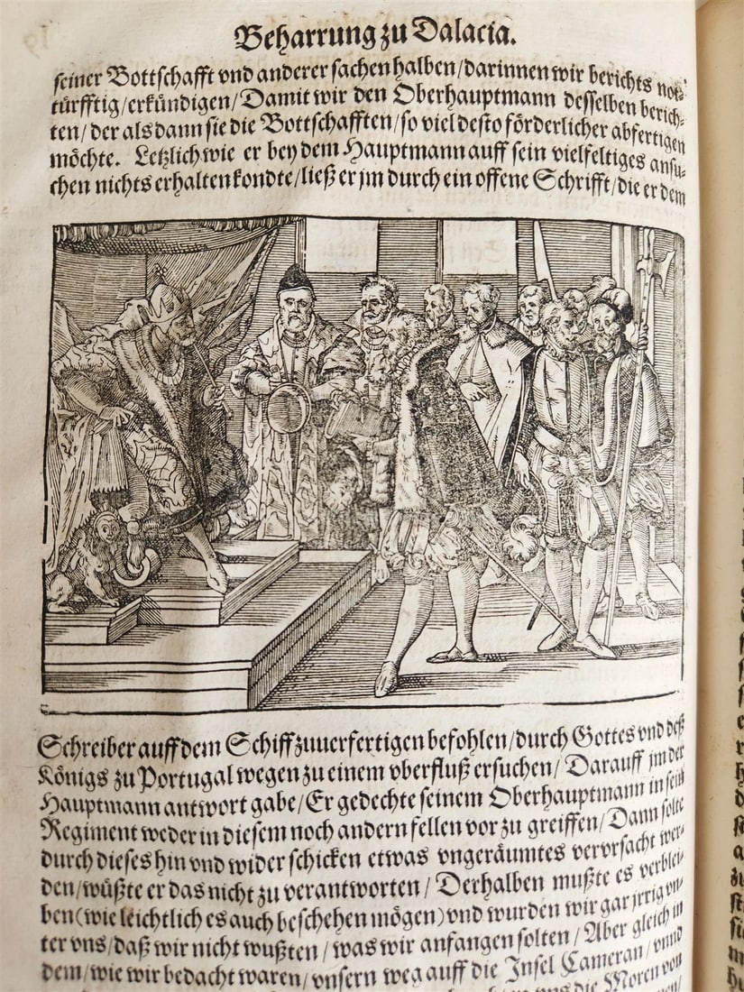 1576 ILLUSTRATED CHRONICLE pigskin bound folio ANTIQUE history & travel 15th C. - 5