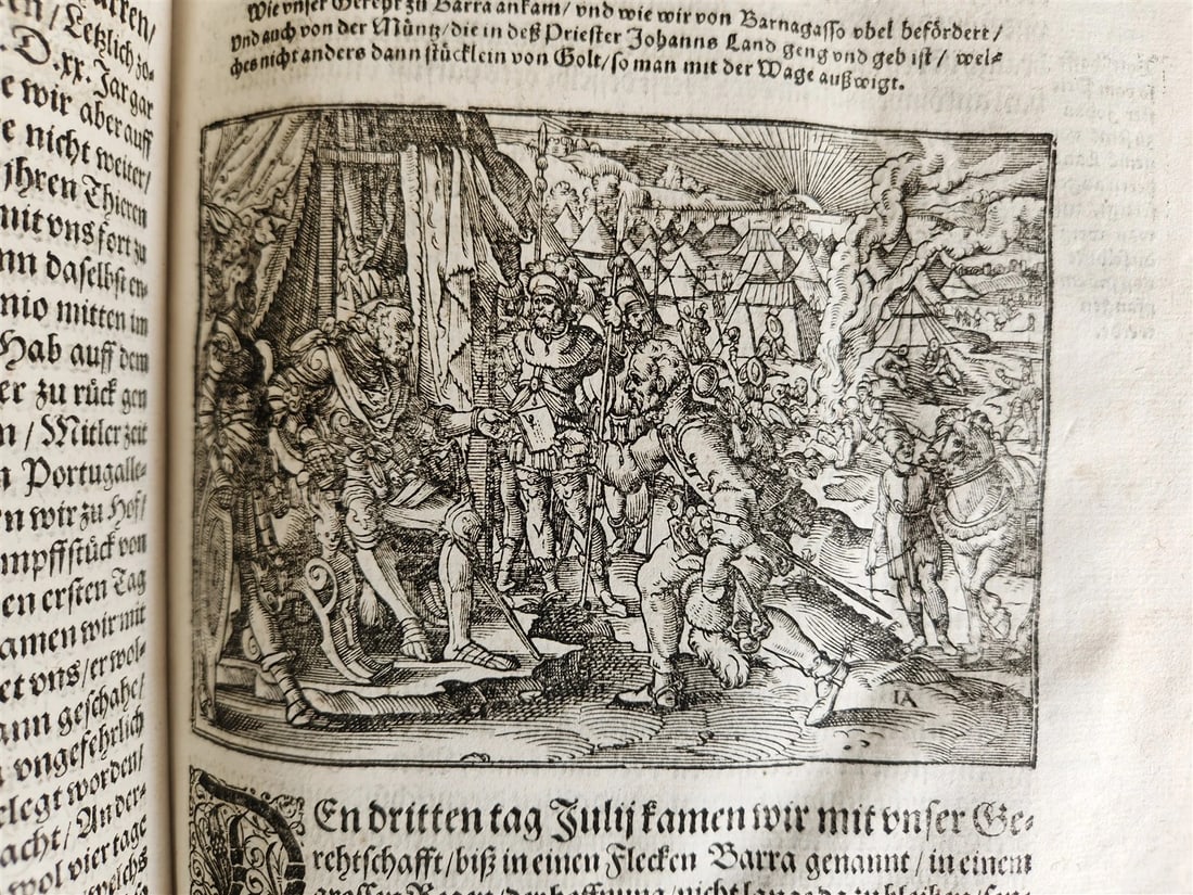 1576 ILLUSTRATED CHRONICLE pigskin bound folio ANTIQUE history & travel 15th C. - 6