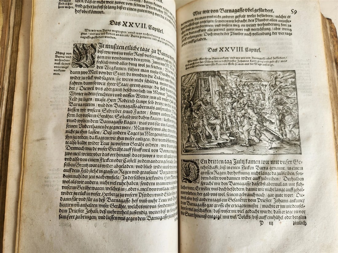 1576 ILLUSTRATED CHRONICLE pigskin bound folio ANTIQUE history & travel 15th C. - 9