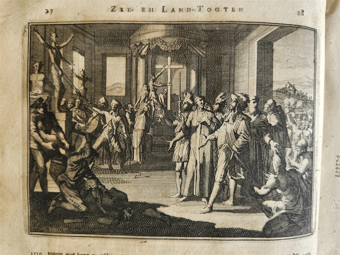 1700s ILLUSTRATED WEST INDIES MEXICO CORTES HISTORY ANTIQUE folio - 10