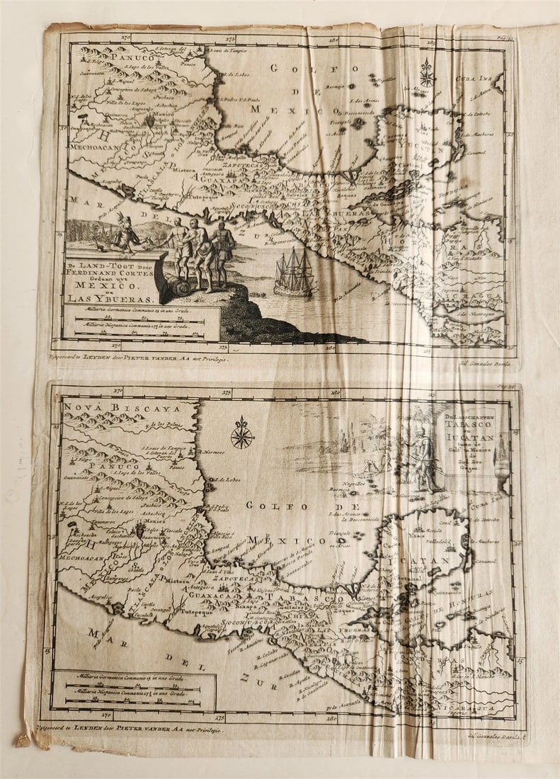 1700s ILLUSTRATED WEST INDIES MEXICO CORTES HISTORY ANTIQUE folio - 5