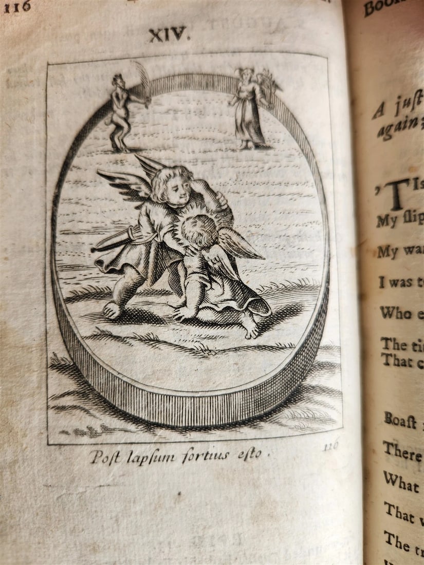1634 ILLUSTRATED EMBLEM BOOK by Francis Quarles ANTIQUE in ENGLISH - 16