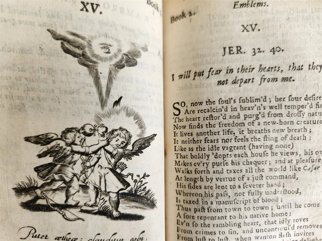 1634 ILLUSTRATED EMBLEM BOOK by Francis Quarles ANTIQUE in ENGLISH - 17