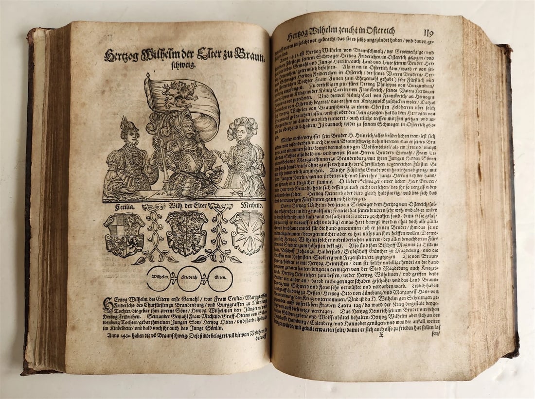 1584 GERMAN & ITALIAN HISTORICAL CHRONICLE ILLUSTRATED antique 16th cent. FOLIO - 20