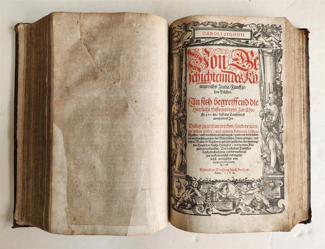 1584 GERMAN & ITALIAN HISTORICAL CHRONICLE ILLUSTRATED antique 16th cent. FOLIO - 2