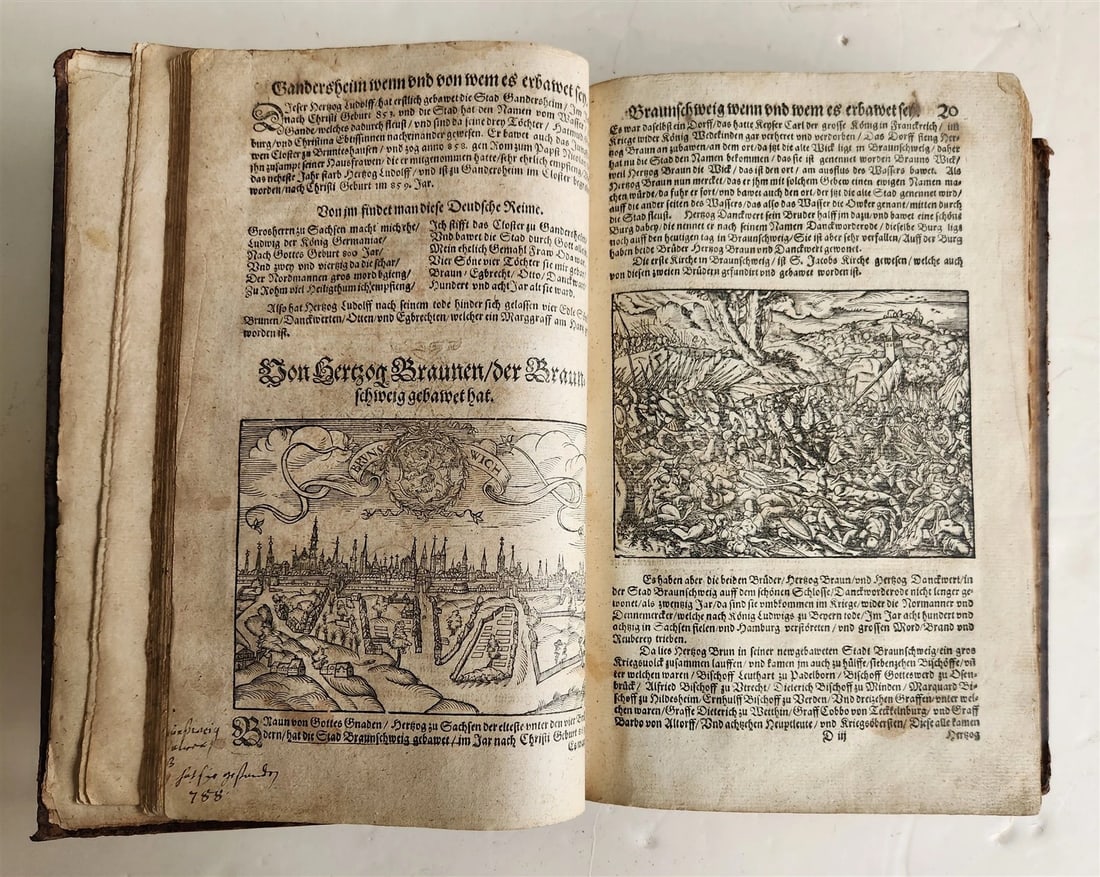 1584 GERMAN & ITALIAN HISTORICAL CHRONICLE ILLUSTRATED antique 16th cent. FOLIO - 8