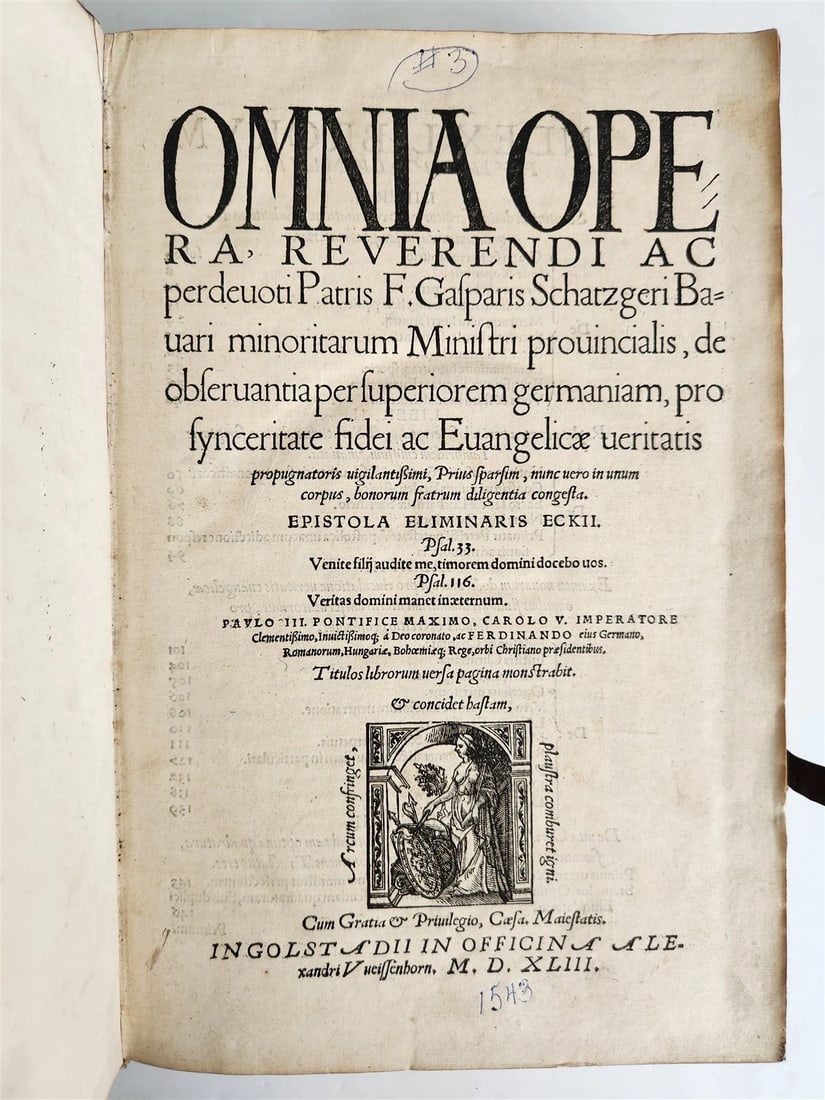 1543 OPERA OMNIA by K. Schatzger antique PIGSKIN FOLIO signed by Bavarian Dukes (1 of 20)