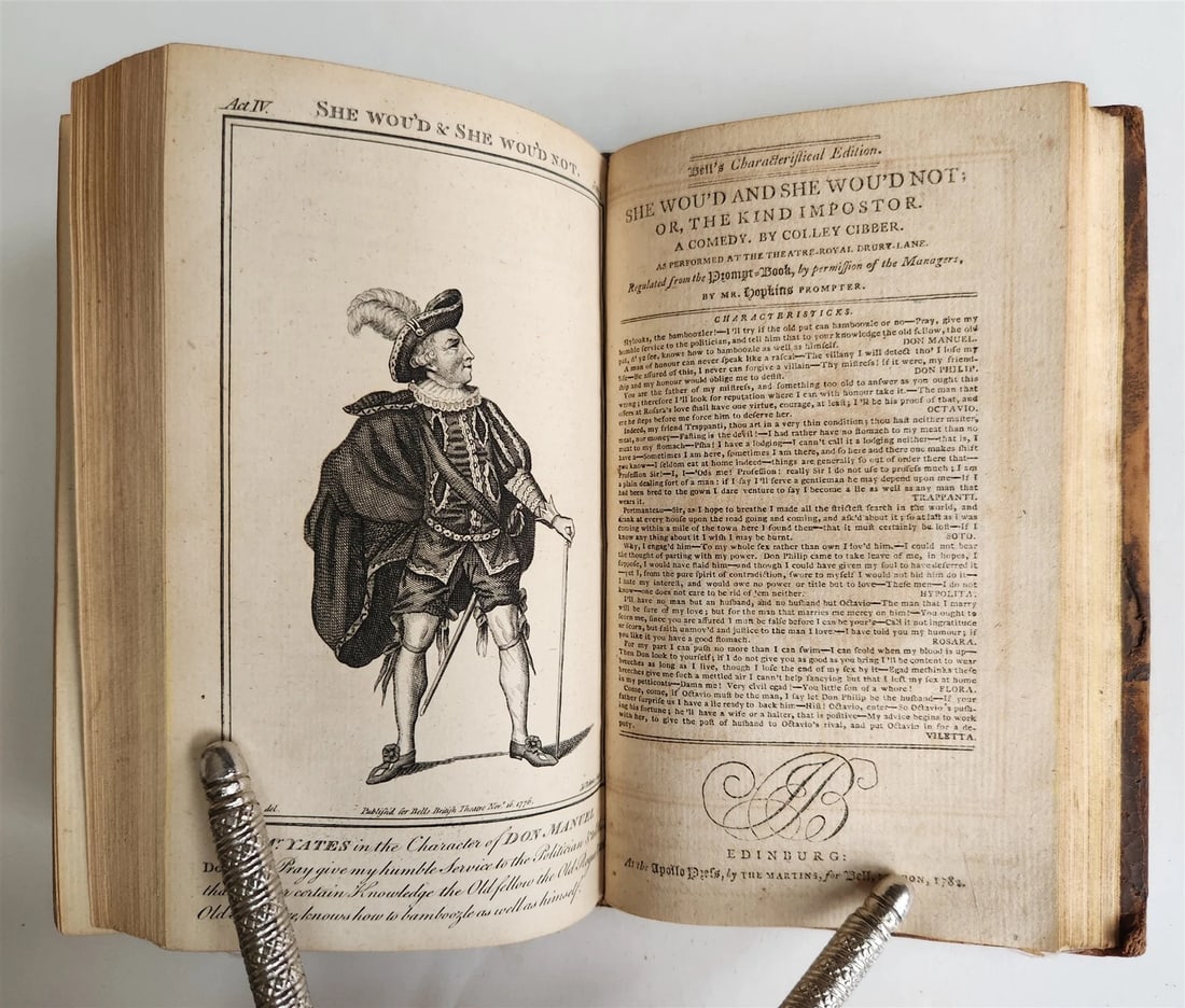 1780s BRITISH THEATRE PLAYS COMEDIES antique in ENGLISH illustrated THEATER - 2