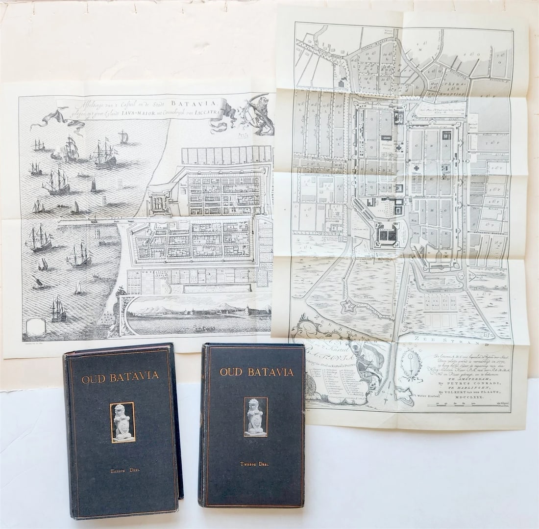 1922 OLD BATAVIA - JAKARTA 2 volumes ILLUSTRATED w/ MAPS antique in DUTCH: Title: 1922 OLD BATAVIA - JAKARTA 2 volumes ILLUSTRATED w/ MAPS antique in DUTCH Description: OUD BATAVIA Gedenkboek uitgegeven door het Bataviaasch Genootschap van Kunsten en Wetenschappen naar