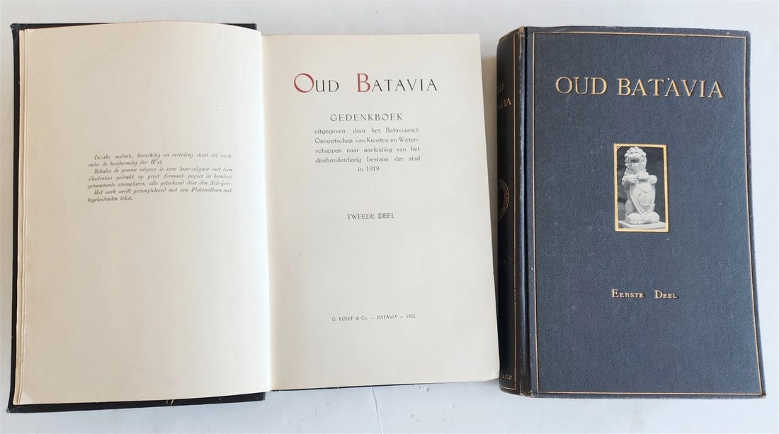 1922 OLD BATAVIA - JAKARTA 2 volumes ILLUSTRATED w/ MAPS antique in DUTCH - 5