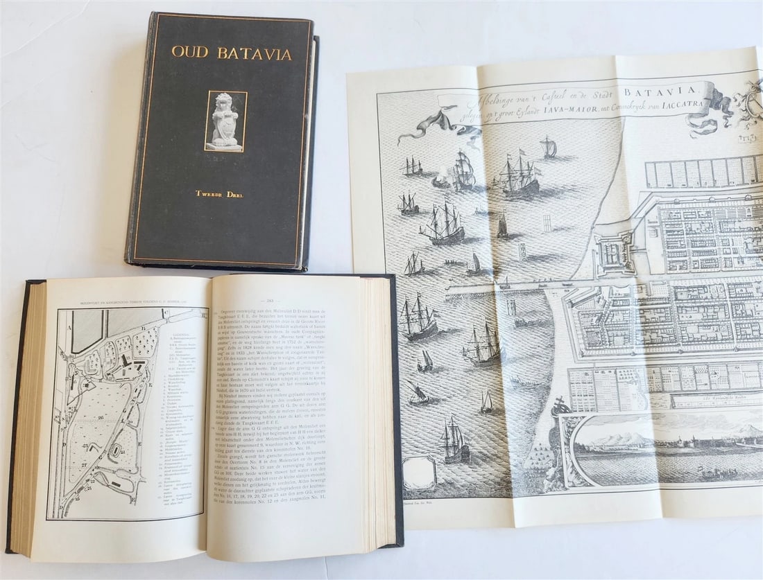 1922 OLD BATAVIA - JAKARTA 2 volumes ILLUSTRATED w/ MAPS antique in DUTCH - 7