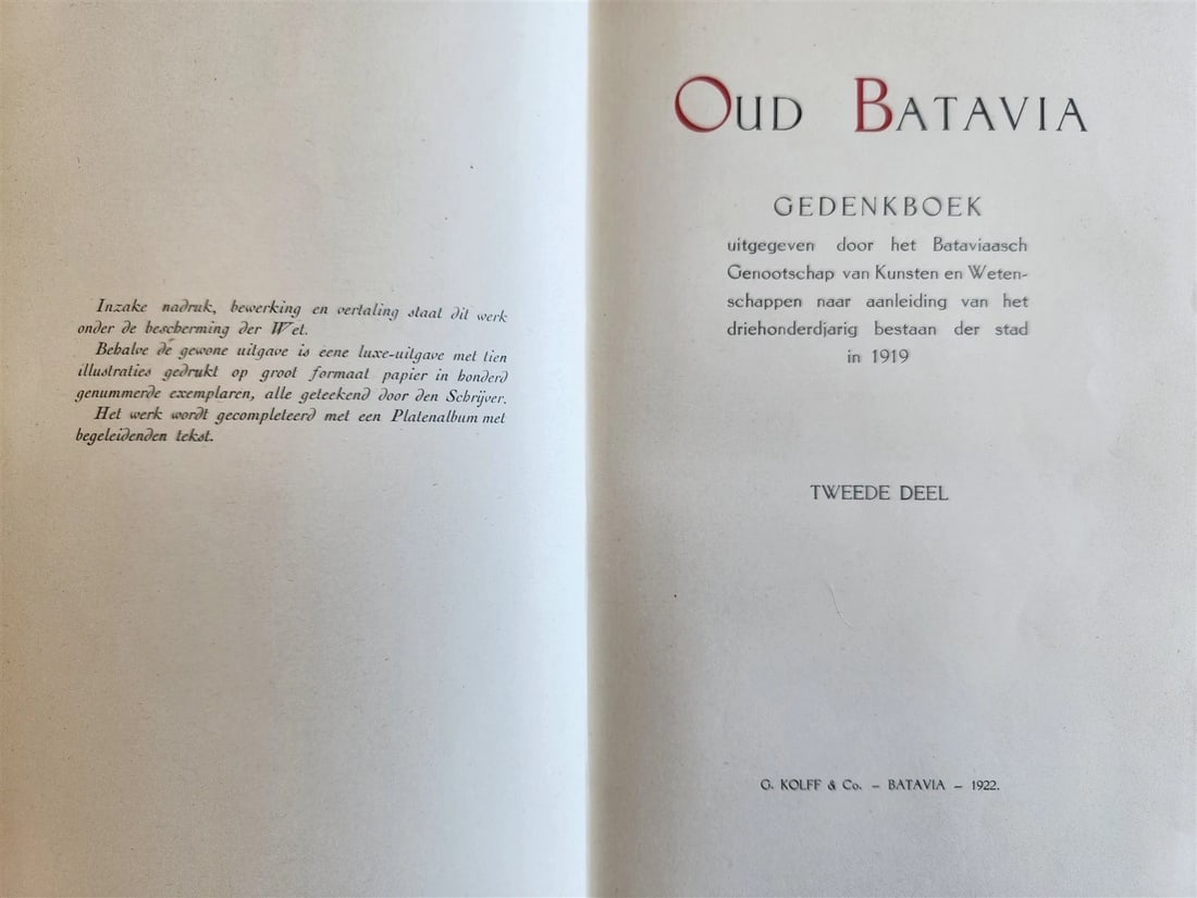 1922 OLD BATAVIA - JAKARTA 2 volumes ILLUSTRATED w/ MAPS antique in DUTCH - 9