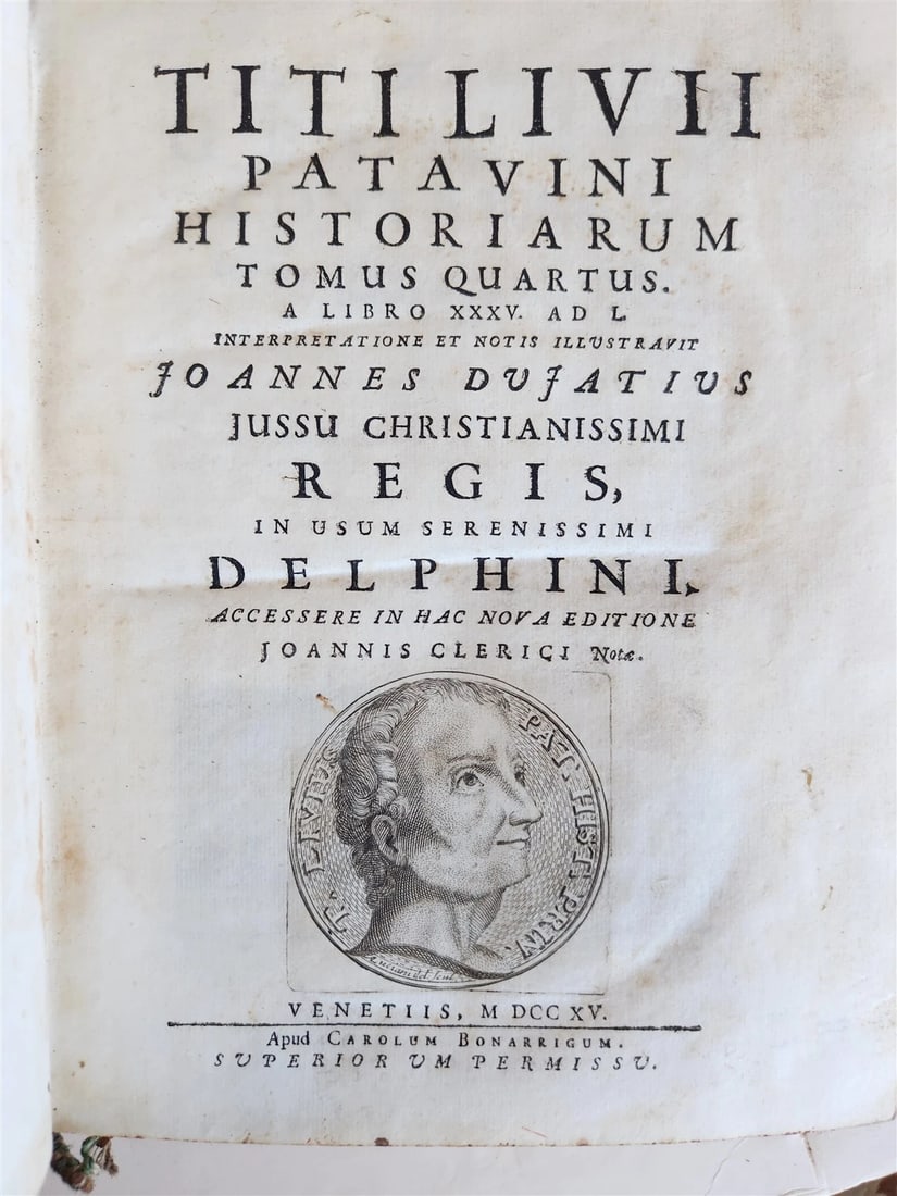 1714 ROMAN HISTORY by LIVY in LATIN antique 5 VOLUMES illustrated w/ map - 16