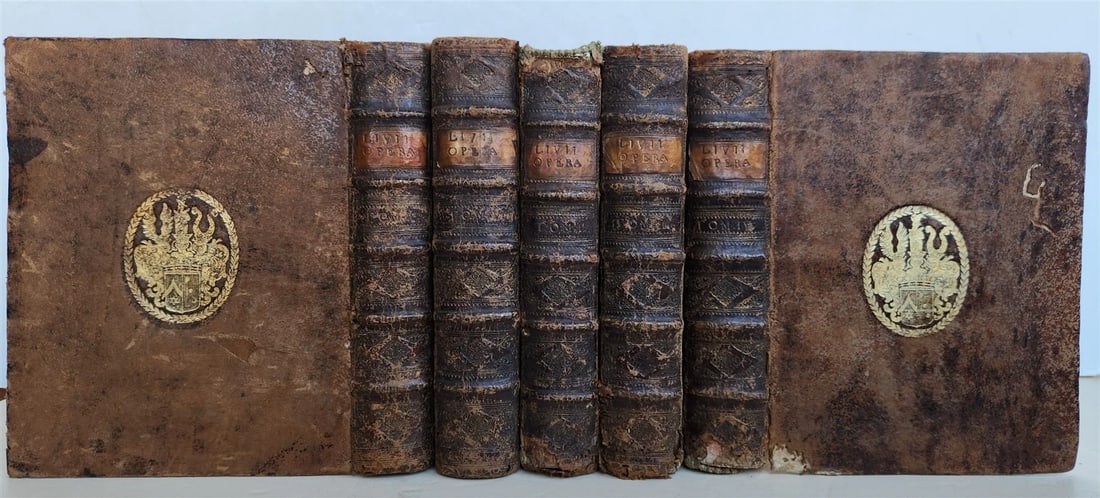 1714 ROMAN HISTORY by LIVY in LATIN antique 5 VOLUMES illustrated w/ map (1 of 20)