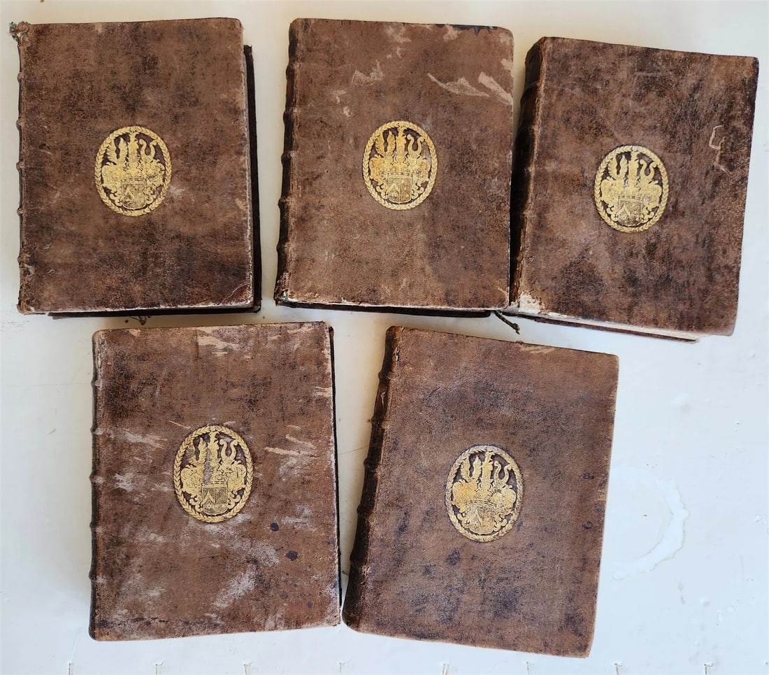 1714 ROMAN HISTORY by LIVY in LATIN antique 5 VOLUMES illustrated w/ map - 20