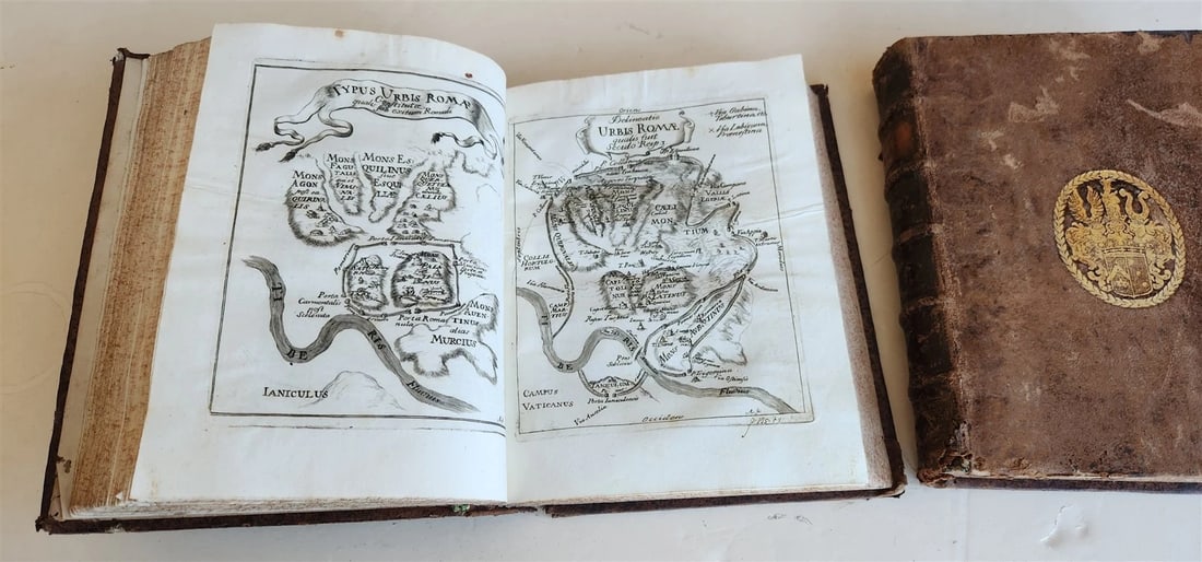 1714 ROMAN HISTORY by LIVY in LATIN antique 5 VOLUMES illustrated w/ map - 2