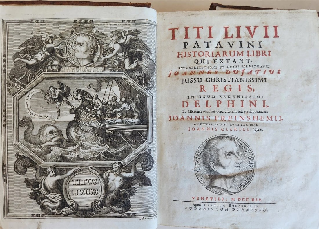 1714 ROMAN HISTORY by LIVY in LATIN antique 5 VOLUMES illustrated w/ map - 3