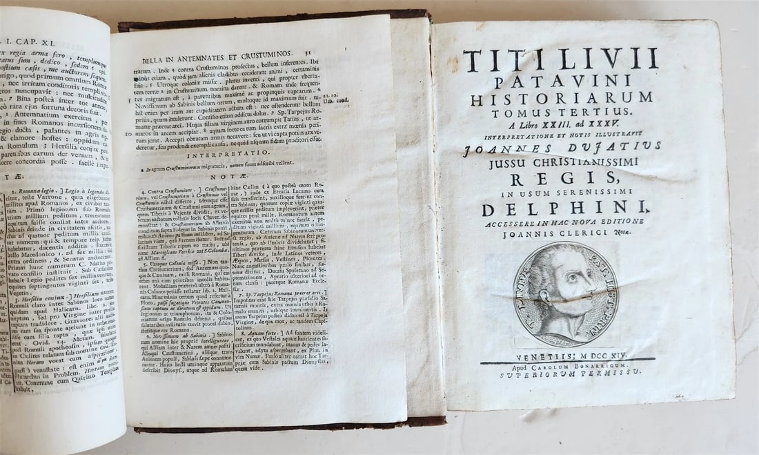 1714 ROMAN HISTORY by LIVY in LATIN antique 5 VOLUMES illustrated w/ map - 7