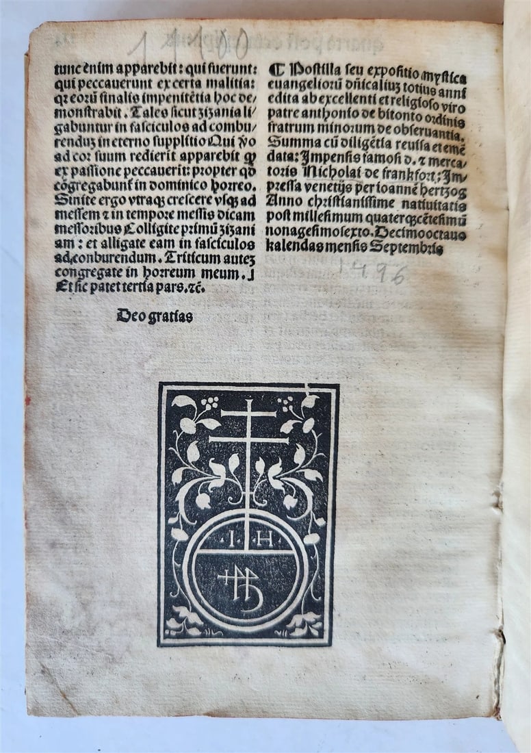 1496 INCUNABULA THEOLOGY by ANTONIUS DE BITONTO antique 15th CENTURY (1 of 15)