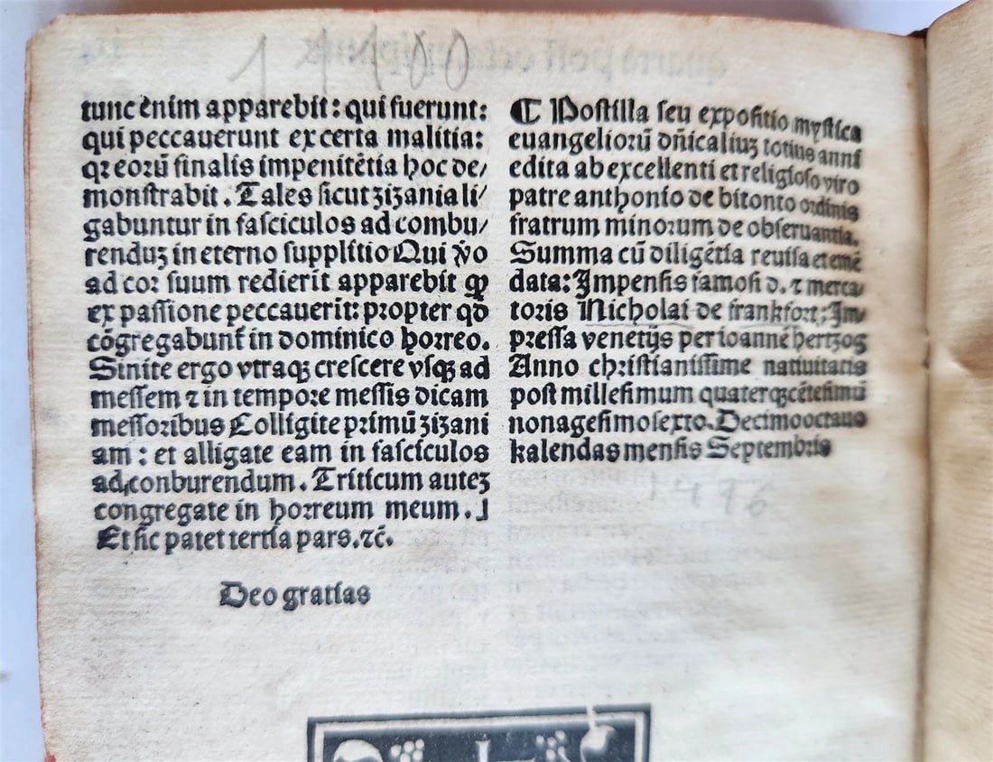 1496 INCUNABULA THEOLOGY by ANTONIUS DE BITONTO antique 15th CENTURY - 8