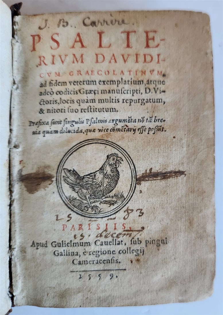 1559 PSALTER in GREEK & LATIN antique 16th CENTURY rare PSALTERIUM DAVIDICUM (1 of 13)