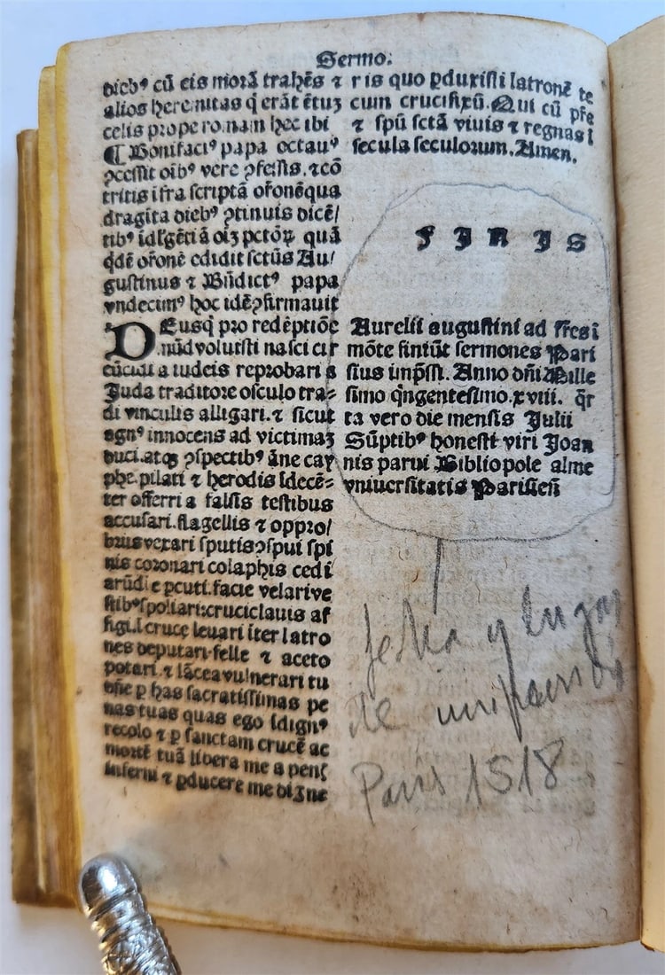 1518 POST-INCUNABULA ST.AUGUSTINE SERMONS antique 16th CENTURY vellum RARE - 2