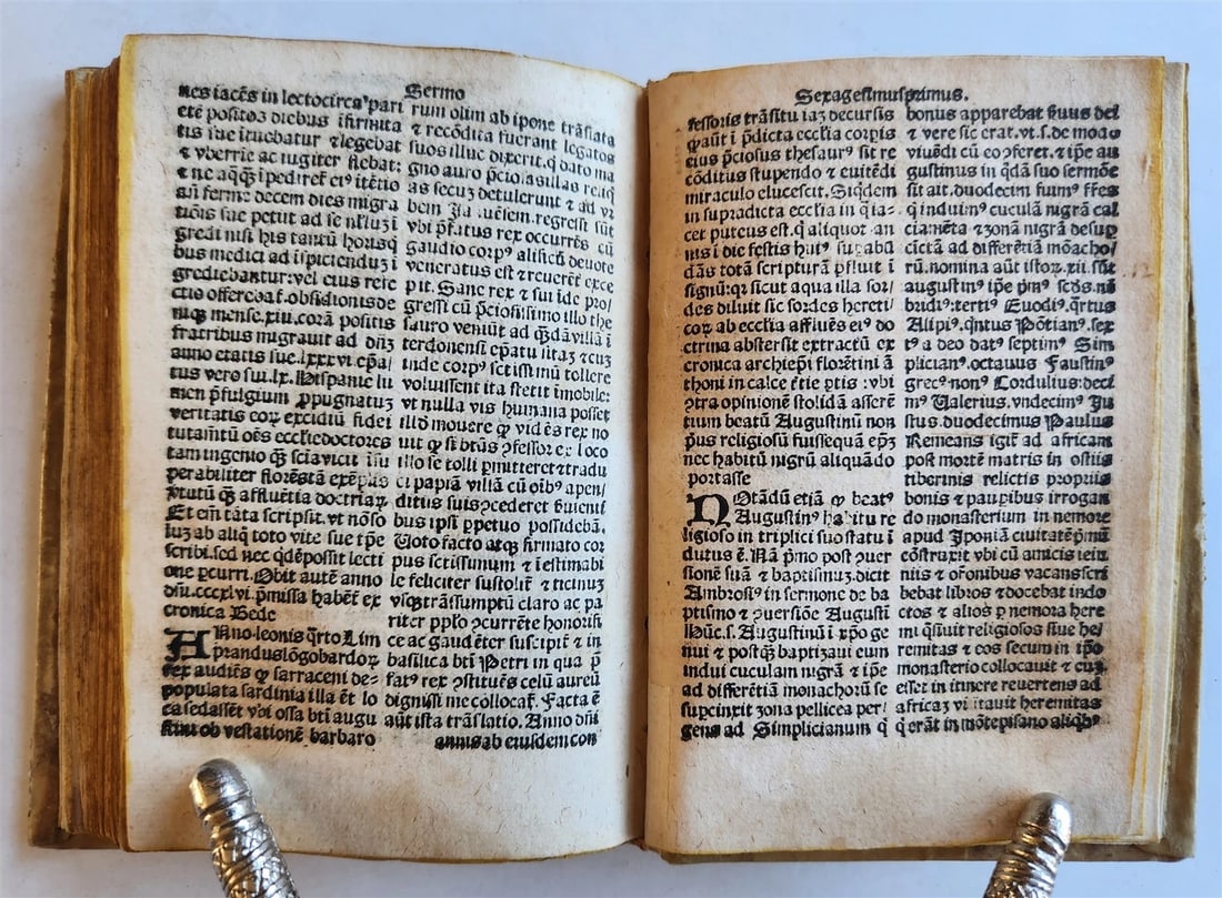 1518 POST-INCUNABULA ST.AUGUSTINE SERMONS antique 16th CENTURY vellum RARE - 6
