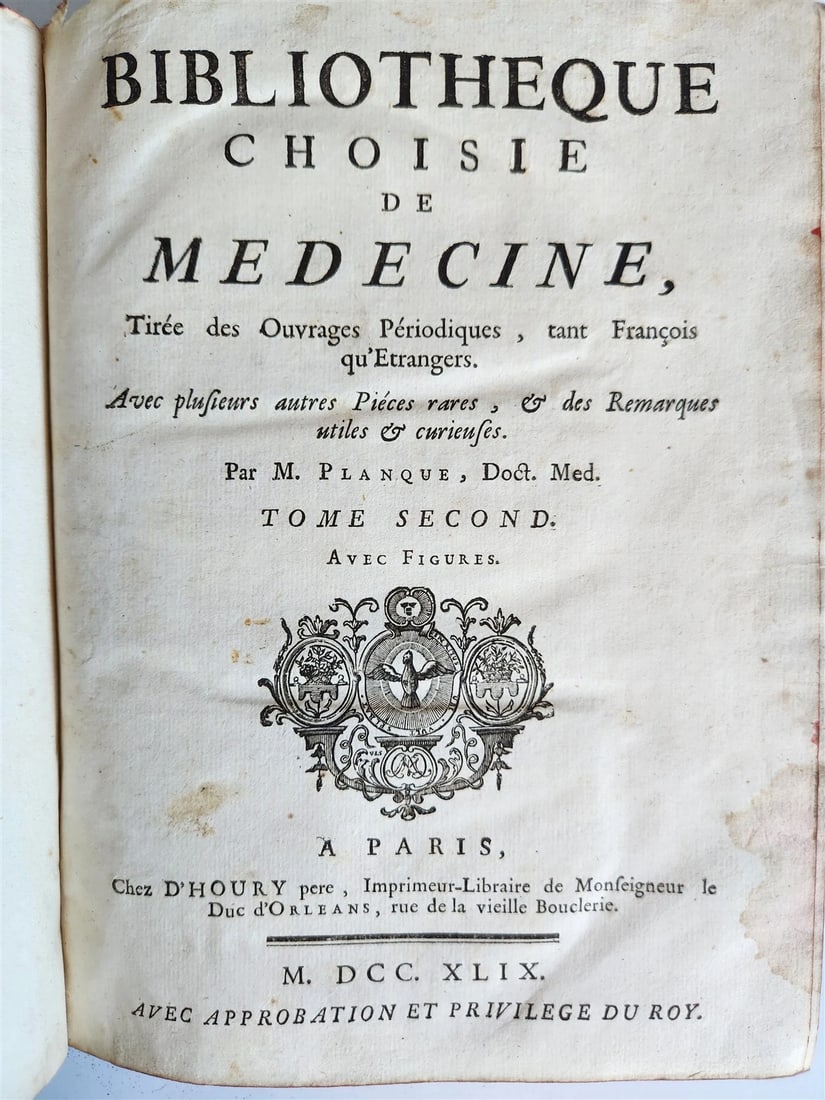 1749 MEDICAL TREATISE ILLUSTRATED ANATOMY by Francois PLANQUE antique V. 2 - 2