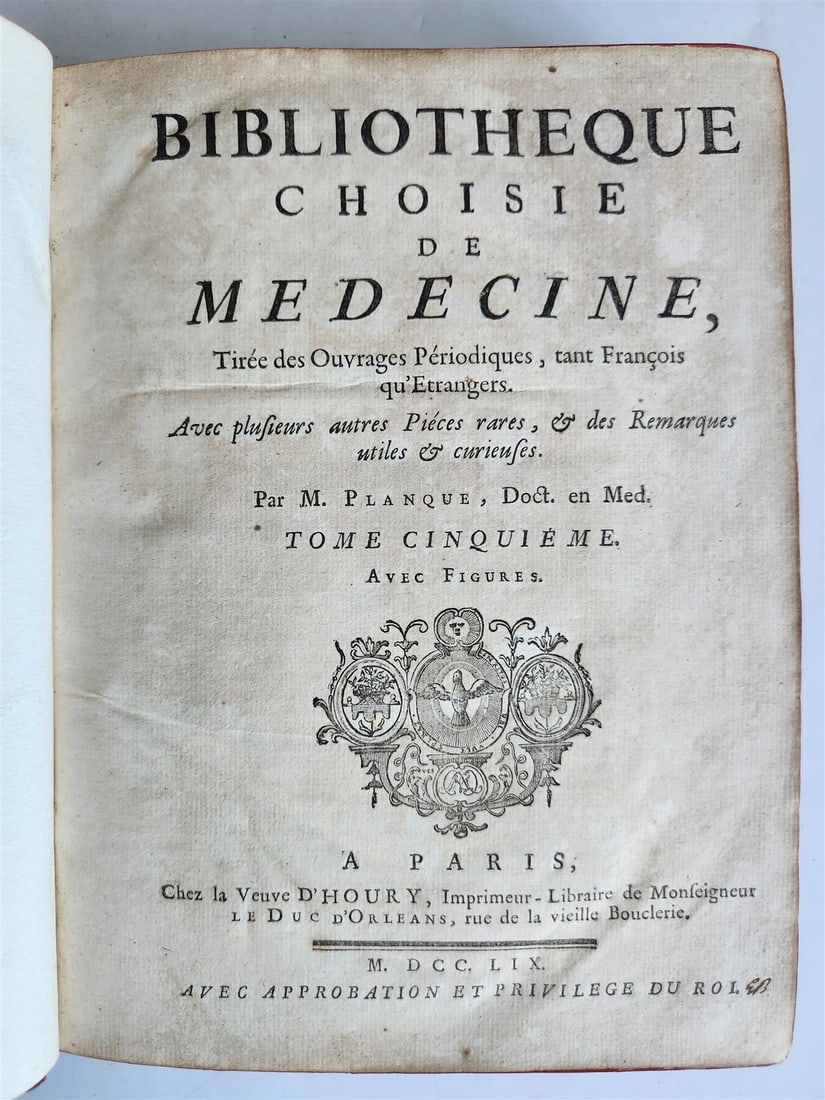 1759 MEDICAL TREATISE ILLUSTRATED ANATOMY by Francois PLANQUE antique V. 5 - 5
