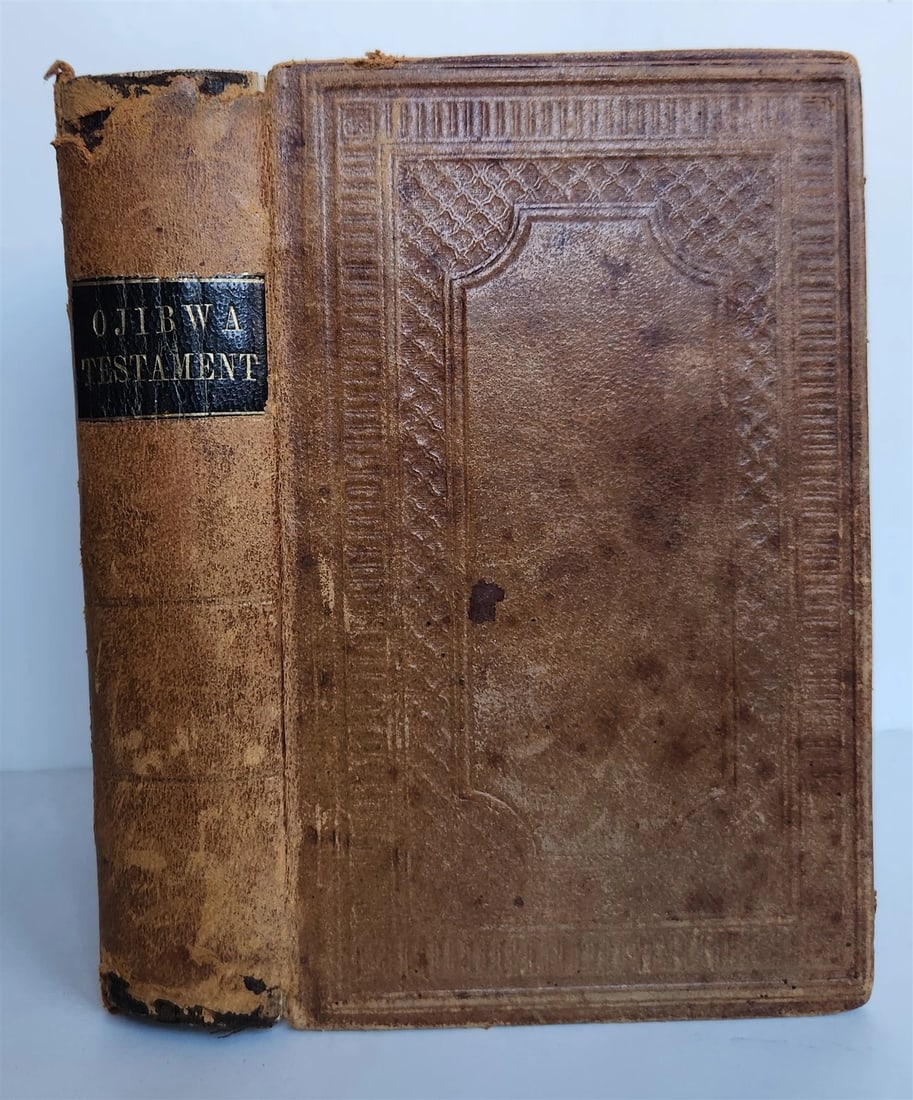 1856 BIBLE IN OJIBWE LANGUAGE Native Americana ANTIQUE rare - 2