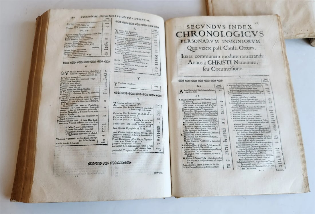 1669 CHRONOLOGIAE REFORMATAE by ASTRONOMER G. Riccioli antique 2 VELLUM FOLIOS - 5