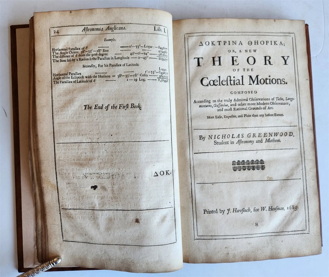 1699 ASTRONOMIA ANGLICANA in ENGLISH by N. Greenwood antique ILLUSTRATED scarce - 13