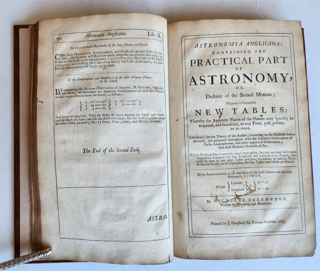 1699 ASTRONOMIA ANGLICANA in ENGLISH by N. Greenwood antique ILLUSTRATED scarce - 6