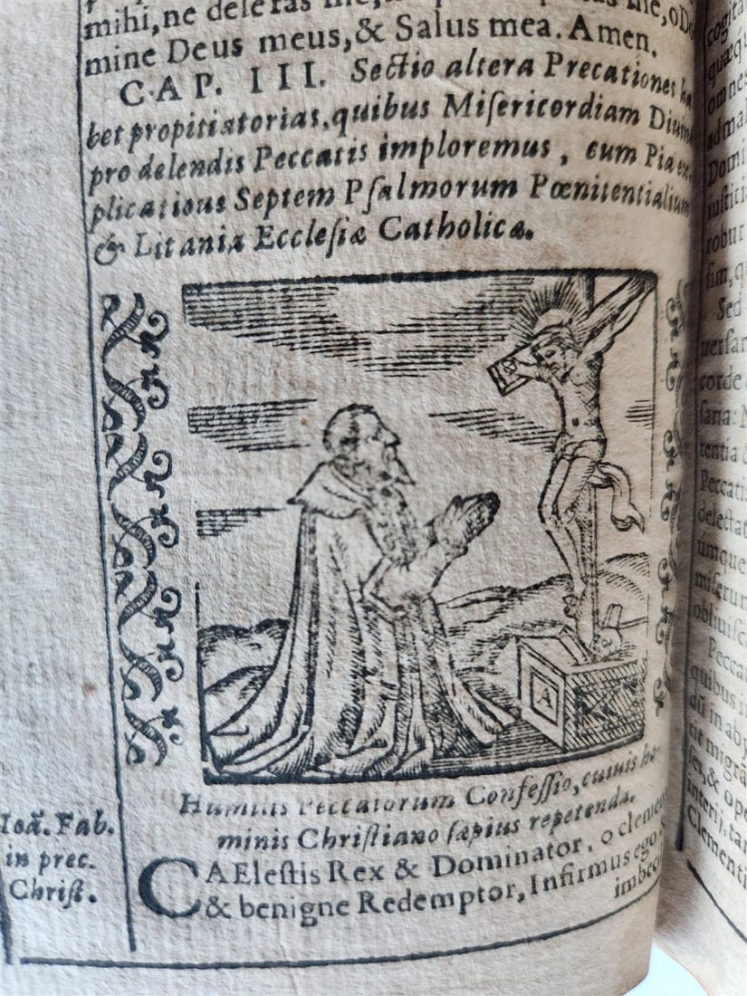 1588 THEOLOGY antique ILLUSTRATED w/ 93 WOODCUT ENGRAVINGS PIGSKIN BINDING - 12
