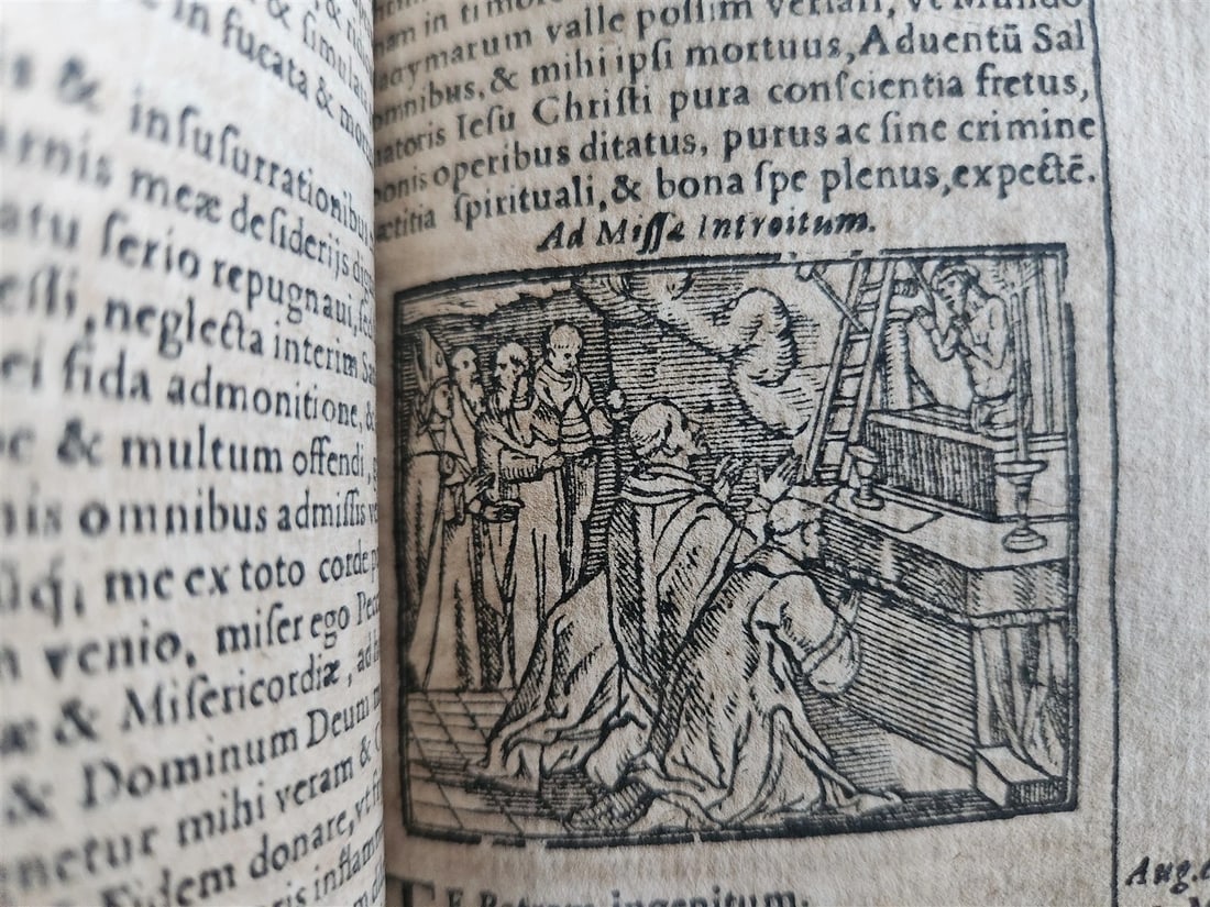 1588 THEOLOGY antique ILLUSTRATED w/ 93 WOODCUT ENGRAVINGS PIGSKIN BINDING - 13