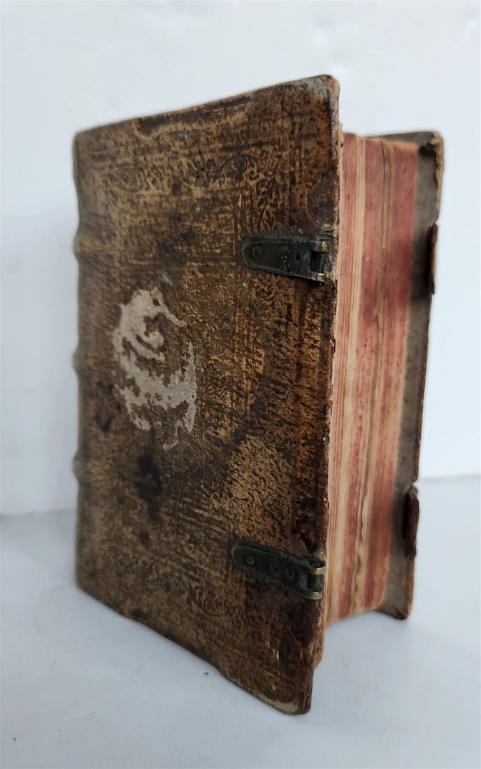 1588 THEOLOGY antique ILLUSTRATED w/ 93 WOODCUT ENGRAVINGS PIGSKIN BINDING - 4