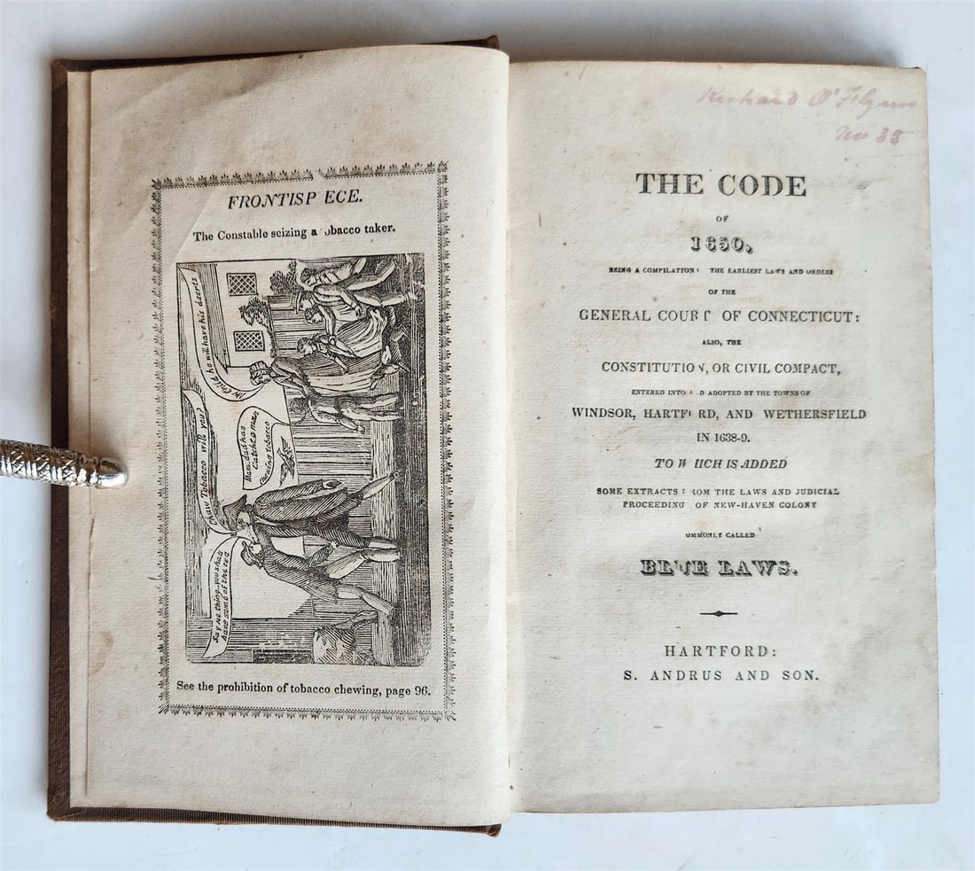 1822 CODE OF 1650 CONNECTICUT BLUE LAWS antique AMERICANA (1 of 6)