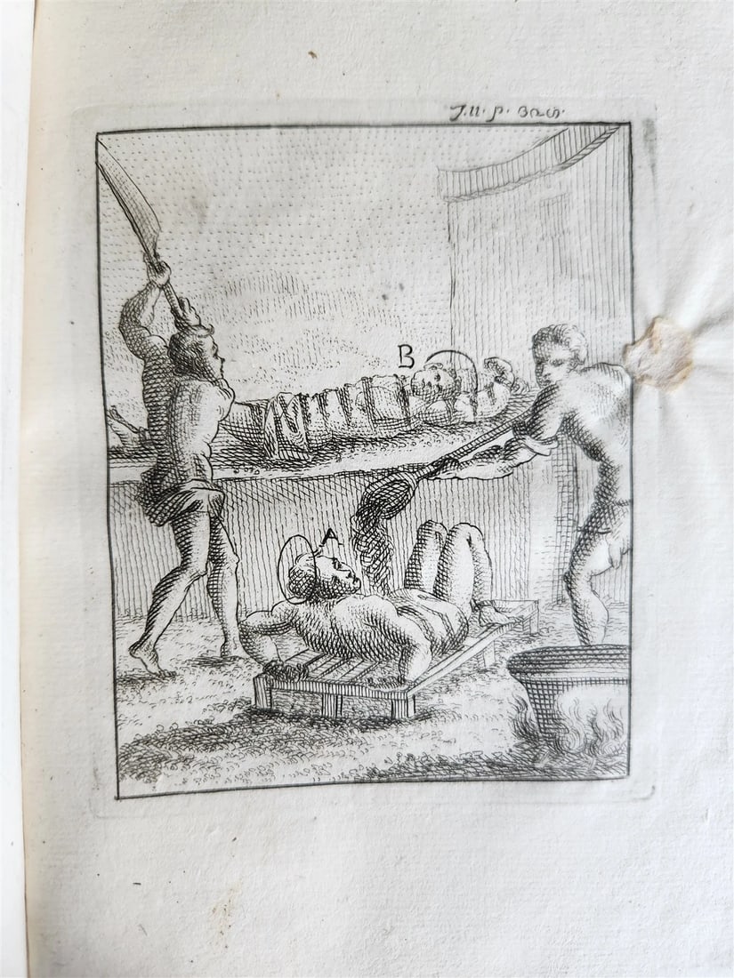 1753 ILLUSTRATED TORTURE & EXECUTION of EARLY CHRISTIANS antique 3 VOLS vellum - 15