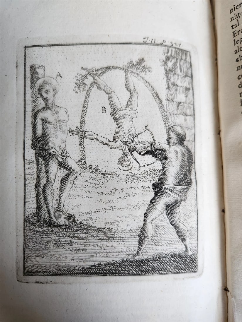 1753 ILLUSTRATED TORTURE & EXECUTION of EARLY CHRISTIANS antique 3 VOLS vellum - 17