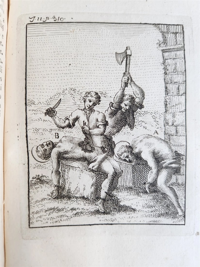 1753 ILLUSTRATED TORTURE & EXECUTION of EARLY CHRISTIANS antique 3 VOLS vellum - 20