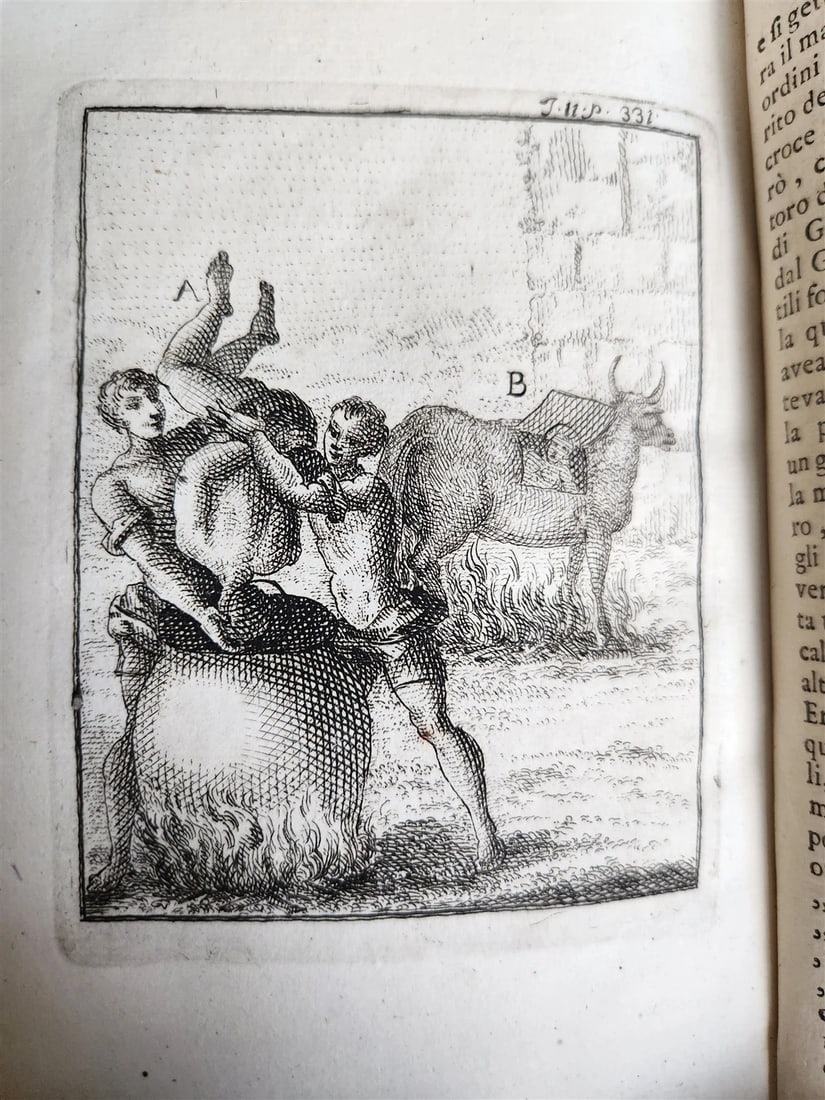 1753 ILLUSTRATED TORTURE & EXECUTION of EARLY CHRISTIANS antique 3 VOLS vellum - 9