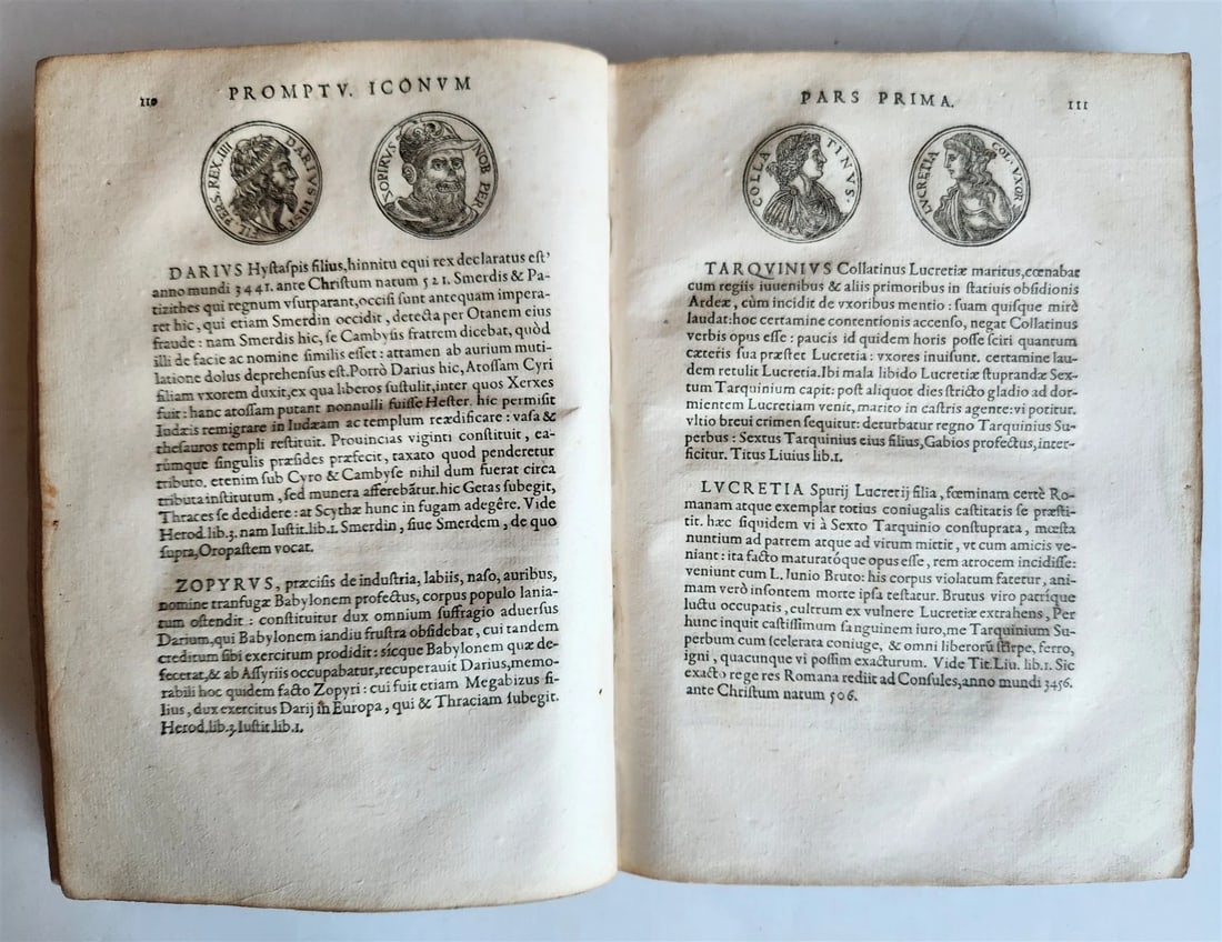 1578 NOTABLE MEN BIOGRAPHIES ILLUSTRATED antique Promtuarii iconum VELLUM 16th C - 11
